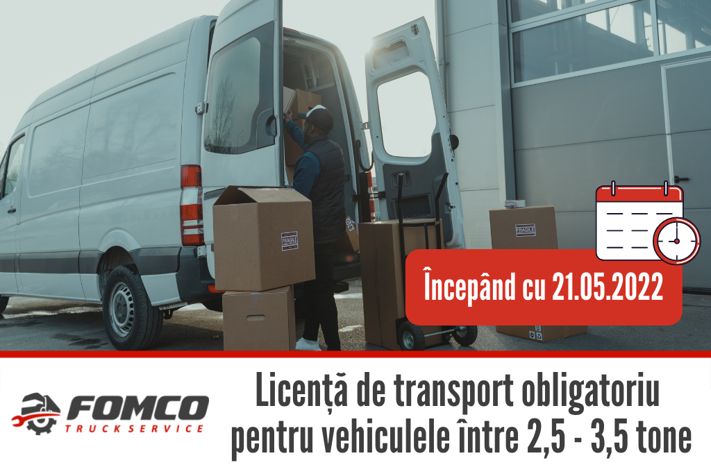 Licență de transport obligatorie pentru vehicule între 2,5 - 3,5 tone